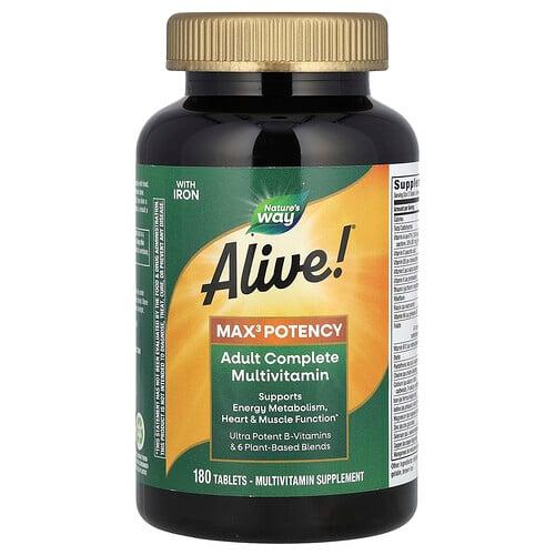 Nature S Way Alive Max3 Potency Adult Complete Multivitamin With Iron 180 Tablets