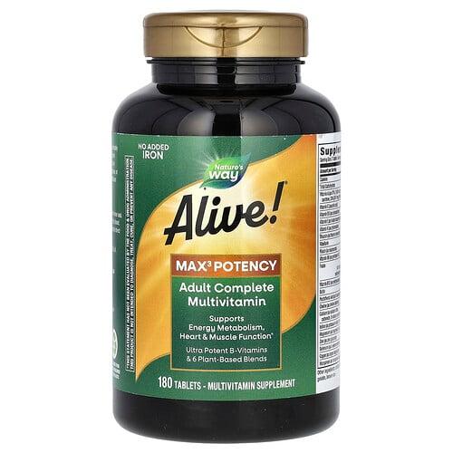 Nature S Way Alive Max3 Potency Adult Complete Multivitamin No Added Iron 180 Tablets