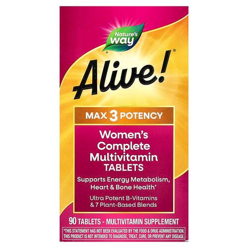 Nature S Way Alive Max 3 Potency Women S Complete Multivitamin 90 Tablets