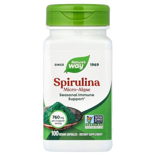 Nature S Way Spirulina Micro Algae 100 Vegan Capsules 380 Mg Per Capsule