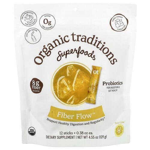 Organic Traditions, Fiber Flow™, 유자 라임, 스틱 12개, 각 10.75g(0.38oz) product image