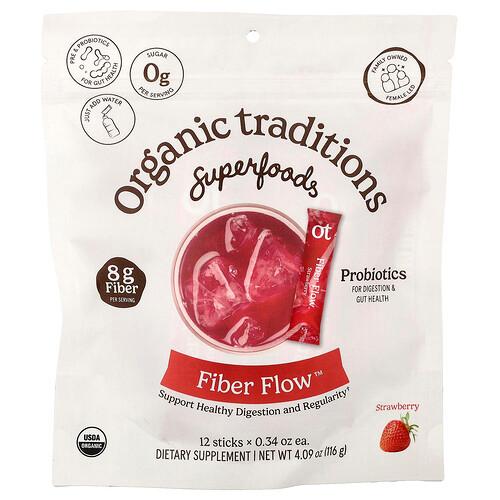 Organic Traditions Fiber Flow Strawberry 12 Sticks 0 34 Oz 9 7 G Each