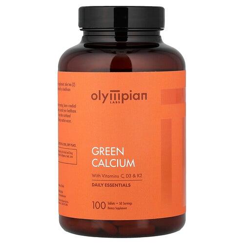 Olympian Labs Green Calcium With Vitamins C D3 K2 100 Tablets