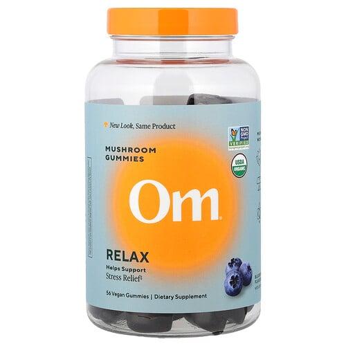 Om Mushrooms Relax Mushroom Gummies Blueberry 56 Vegan Gummies