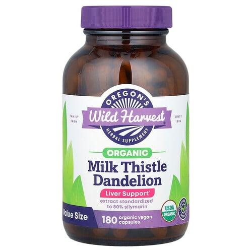 Oregon S Wild Harvest Organic Milk Thistle Dandelion 180 Vegan Capsules