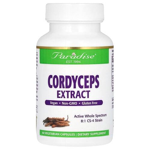 Paradise Herbs Cordyceps Extract 60 Vegetarian Capsules 400 Mg Per Capsule