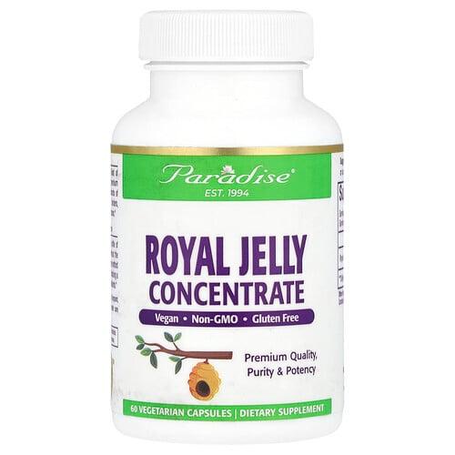 Paradise Herbs Royal Jelly Concentrate 60 Vegetarian Capsules 500 Mg Per Capsule
