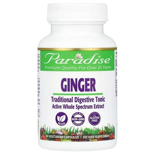 Paradise Herbs Ginger 60 Vegetarian Capsules 250 Mg Per Capsule