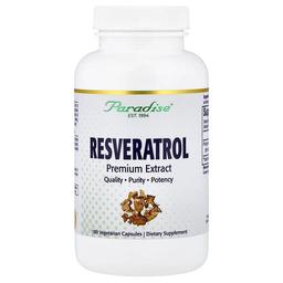 Paradise Herbs Resveratrol Premium Extract 180 Vegetarian Capsules 100 Mg Per Capsule