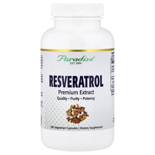 Paradise Herbs Resveratrol Premium Extract 180 Vegetarian Capsules 100 Mg Per Capsule