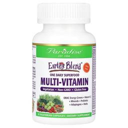 Paradise Herbs Earth S Blend One Daily Superfood Multi Vitamin With Iron 30 Vegetarian Capsules
