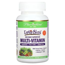 Paradise Herbs Earth S Blend One Daily Superfood Multi Vitamin With Iron 60 Vegetarian Capsules