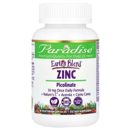 Paradise Herbs Earth S Blend Zinc Picolinate 30 Mg 90 Vegetarian Capsules