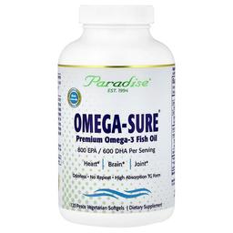 Paradise Herbs Omega Sure Premium Omega 3 Fish Oil 120 Pesco Vegetarian Softgels