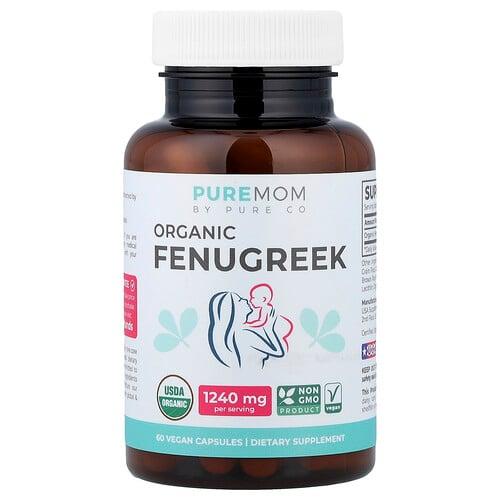Pure Co Pure Mom Organic Fenugreek 60 Vegan Capsules 620 Mg Per Capsule