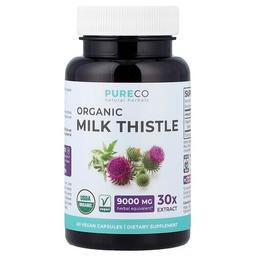 Pure Co Organic Milk Thistle 60 Vegan Capsules 300 Mg Per Capsule