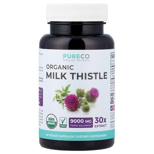 Pure Co Organic Milk Thistle 60 Vegan Capsules 300 Mg Per Capsule