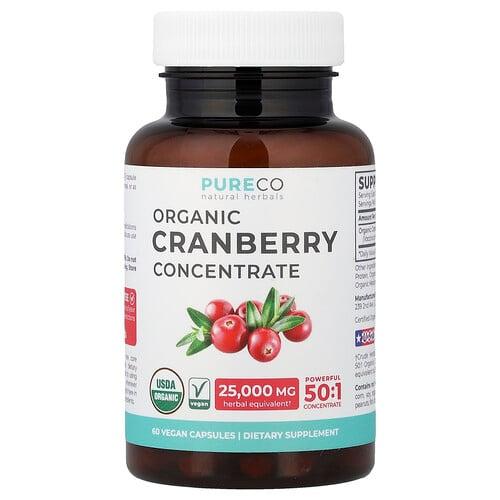 Pure Co Organic Cranberry Concentrate 60 Vegan Capsules 500 Mg Per Capsule