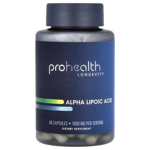 Prohealth Longevity Alpha Lipoic Acid 60 Capsules 500 Mg Per Capsule