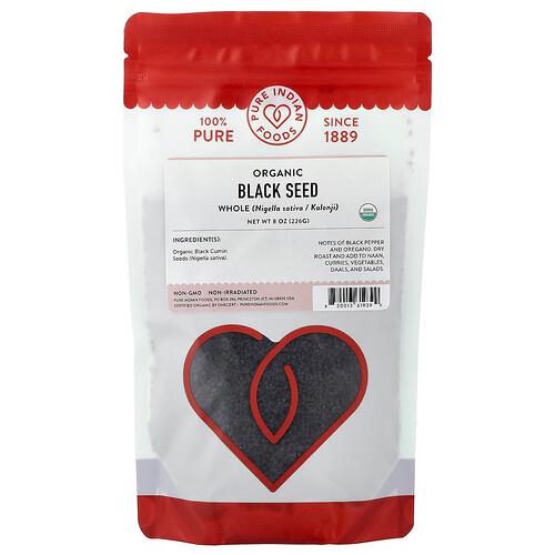 Pure Indian Foods Organic Black Seed Whole 8 Oz 226 G