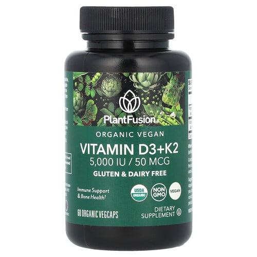 Plantfusion Organic Vegan Vitamin D3 K2 5 000 Iu 50 Mcg 60 Organic Vegcaps product image