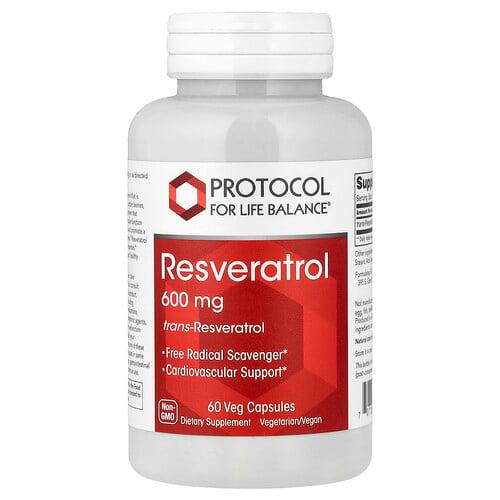 Protocol For Life Balance Resveratrol 600 Mg 60 Veg Capsules