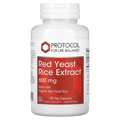 Protocol For Life Balance Red Yeast Rice Extract 600 Mg 90 Veg Capsules