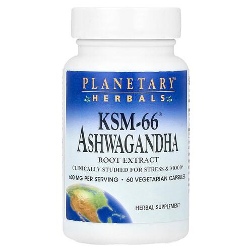 Planetary Herbals Ksm 66 Ashwagandha Root Extract 60 Vegetarian Capsules 300 Mg Per Capsule