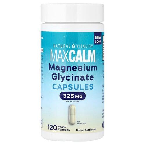 Natural Vitality Maxcalm Magnesium Glycinate 120 Vegan Capsules 108 Mg Per Capsule