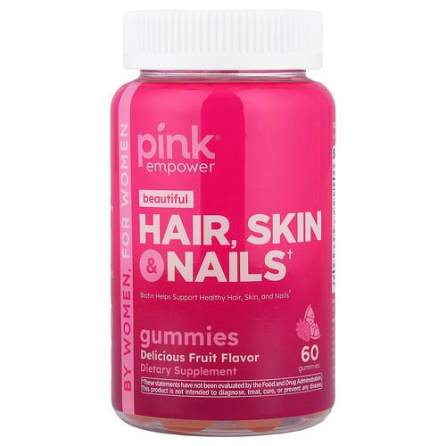 Pink Beautiful Hair Skin Nails Gummies Delicious Fruit 60 Gummies