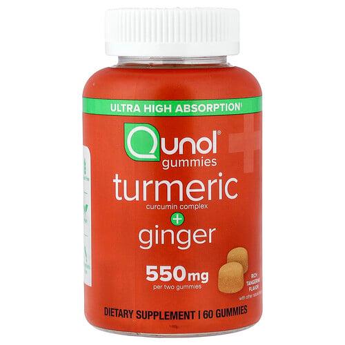 Qunol Turmeric Curcumin Complex Ginger Rich Tangerine 60 Gummies
