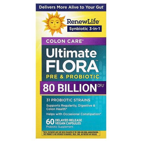 Renew Life Colon Care Ultimate Flora Pre Probiotic 60 Delayed Release Vegan Capsules