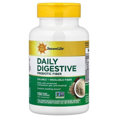Renew Life Daily Digestive Prebiotic Fiber 150 Vegan Capsules