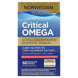 Renew Life Norwegian Gold Critical Omega Ultimate Fish Oils 60 Fish Gelatin Softgels