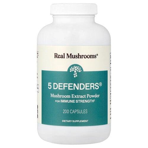 Real Mushrooms 5 Defenders Mushroom Extract Powder 200 Capsules