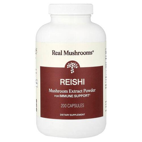 Real Mushrooms Reishi Mushroom Extract Powder 200 Capsules
