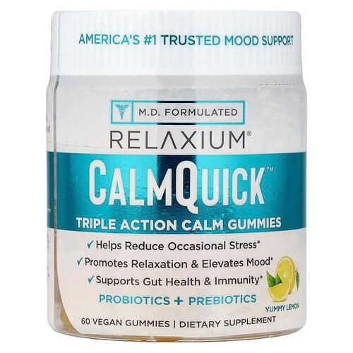 Relaxium Calmquick Triple Action Calm Gummies Yummy Lemon 60 Vegan Gummies
