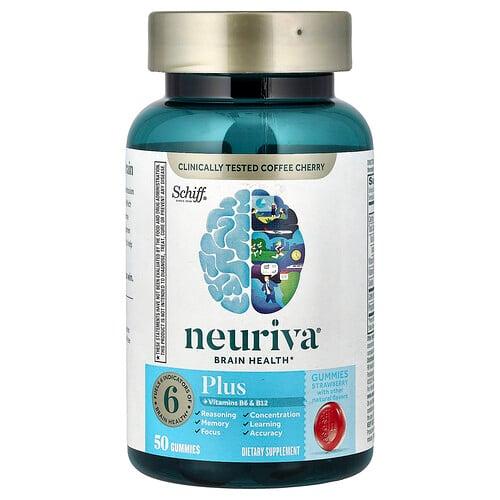 Schiff Neuriva Brain Health Gummies Plus Vitamins B6 B12 Strawberry 50 Gummies product image