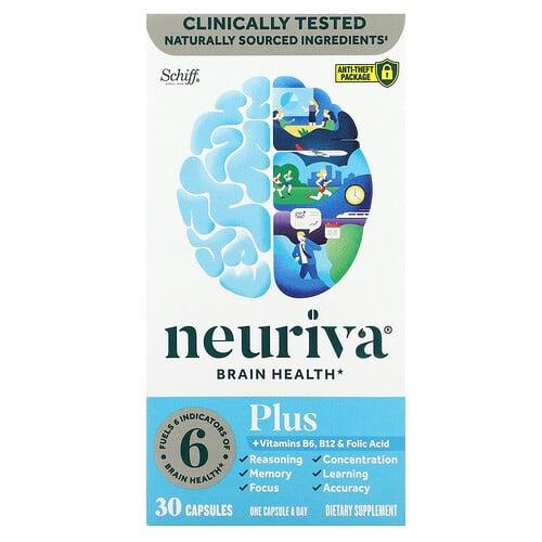 Schiff Neuriva Brain Health Plus Vitamins B6 B12 Folic Acid 30 Capsules product image