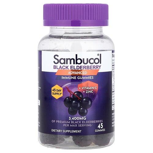 Sambucol Black Elderberry Advanced Immune Gummies Vitamin C Zinc 45 Gummies product image