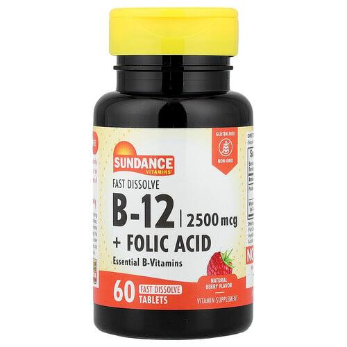 Sundance Vitamins B 12 Folic Acid Fast Dissolve Natural Berry 60 Fast Dissolve Tablets product image