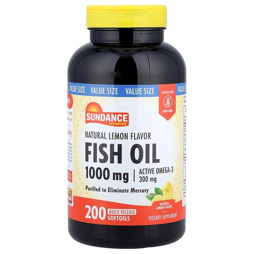 Sundance Vitamins Fish Oil Natural Lemon 1 000 Mg 200 Quick Release Softgels