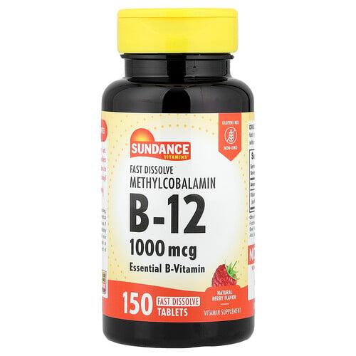 Sundance Vitamins Methylcobalamin B 12 Fast Dissolve Natural Berry 1 000 Mcg 150 Fast Dissolve Tablets
