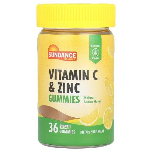 Sundance Vitamins Vitamin C Zinc Gummies Natural Lemon 36 Vegan Gummies