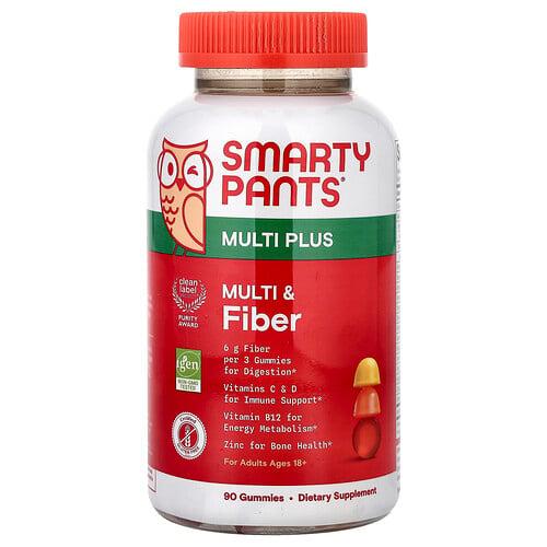 Smartypants Multi Plus Multi Fiber Gummies Strawberry Orange Lemon 90 Gummies