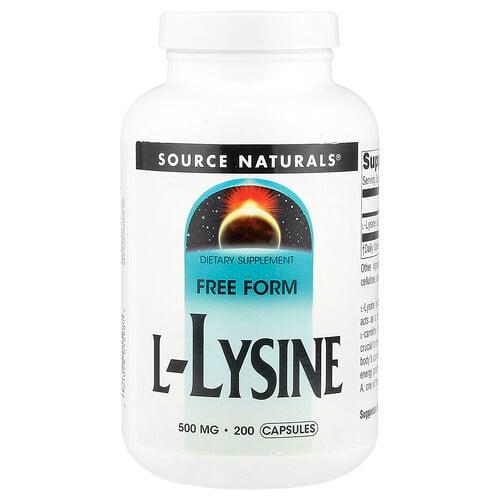 소스 네츄럴 Source Naturals, l-라이신, 500mg, 캡슐 200정 product image