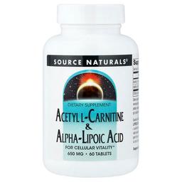 Source Naturals Acetyl L Carnitine Alpha Lipoic Acid 60 Tablets