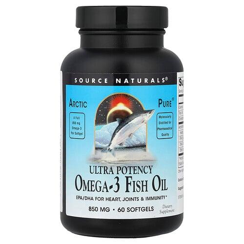 Source Naturals Arctic Pure Ultra Potency Omega 3 Fish Oil 850 Mg 60 Softgels product image