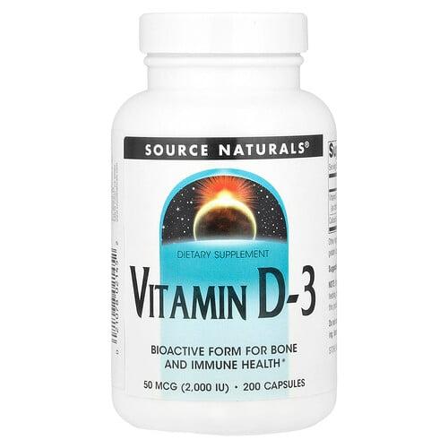 Source Naturals Vitamin D 3 50 Mcg 2 000 Iu 200 Capsules