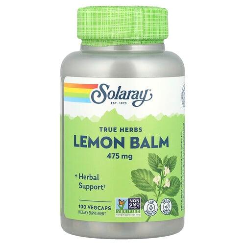 Solaray True Herbs Lemon Balm 475 Mg 100 Vegcaps product image